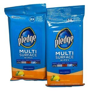 Pledge Multi Surface Wipes Fresh Citrus 25 Count Pack Of 2 For Electronics Grani